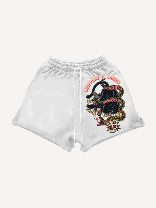 Tengshe Black Panther Skull Shorts