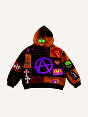 Handsome distressed multi-color Halloween and Christmas all-match sweatshirt