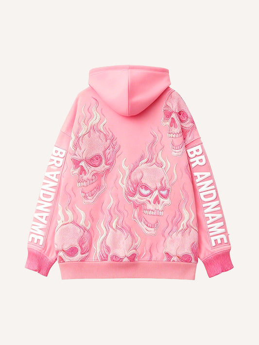 Flaming Love Angel from Hell Loose Embroidered Textured Sweatshirt