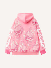 Flaming Love Angel from Hell Loose Embroidered Textured Sweatshirt