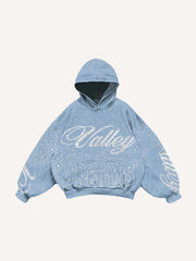 Retro distressed double hooded sweatshirt
