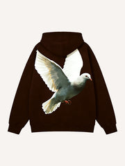 Stylish and peaceful dove soaring with outstretched wings hooded sweatshirt