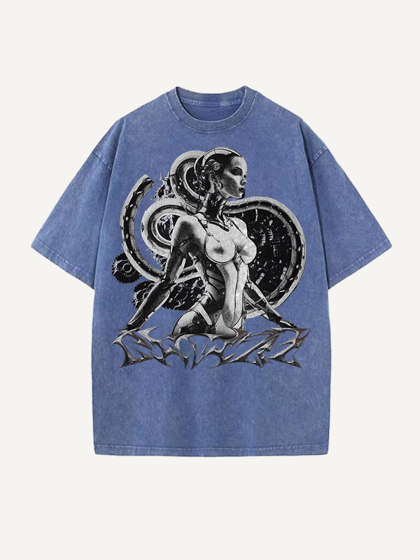 Deep Sea Mechanical Girl themed pure cotton t-shirt with print