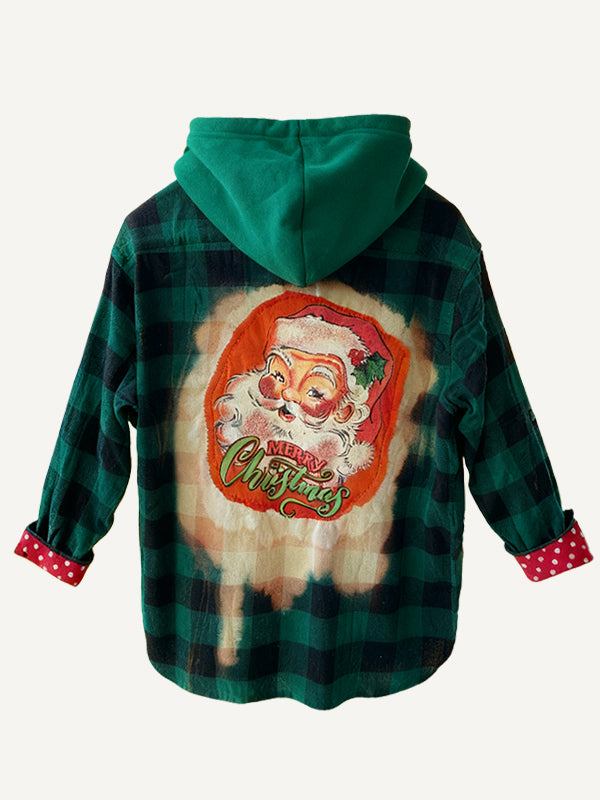 Christmas season hooded plaid shirt