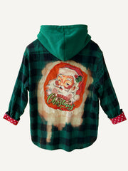 Christmas season hooded plaid shirt