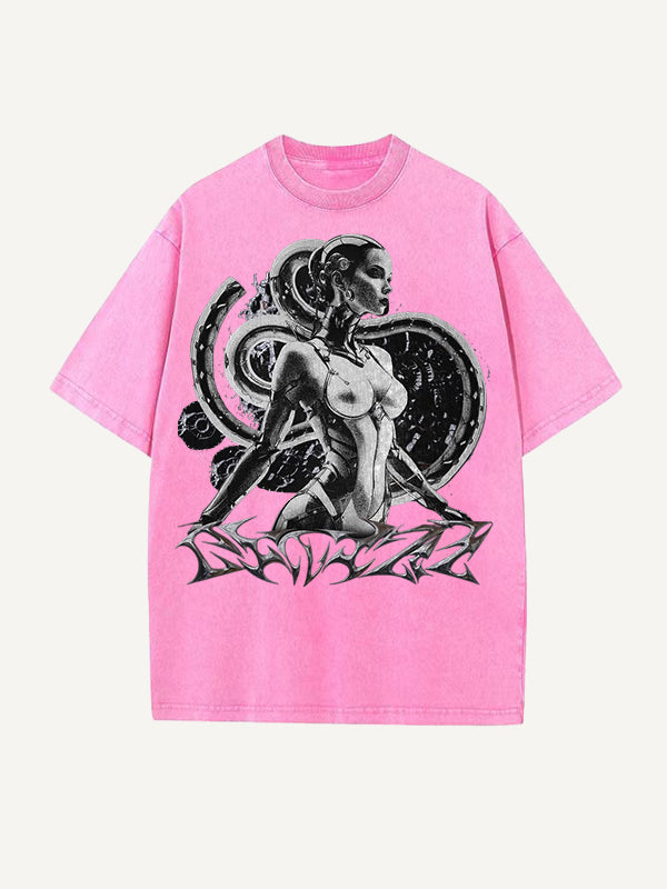 Deep Sea Mechanical Girl themed pure cotton t-shirt with print