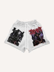 Hand-painted dark style rap shorts