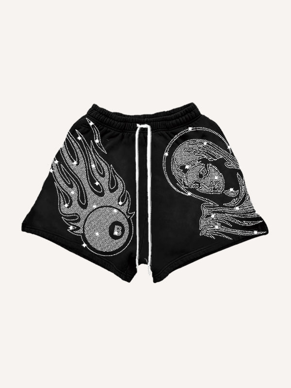 Our Lady  Hand of Faith rhinestone shorts