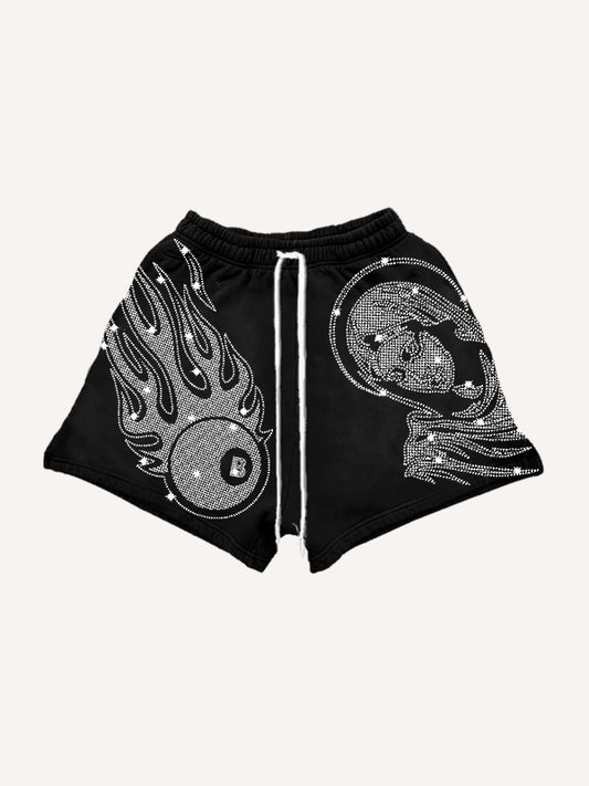 Our Lady  Hand of Faith rhinestone shorts