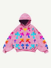 Gradient Shiny Crew Neck Knitted Print Sweatshirt