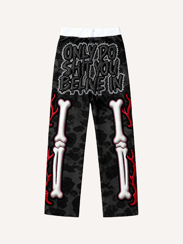 Hooded skull print stylish all-season trousers