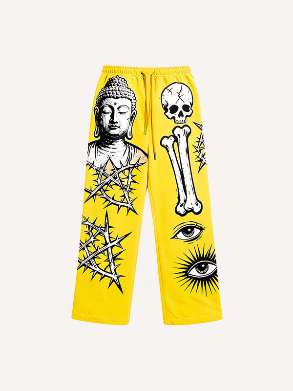 Buddha is salvation of all things printed fashion trousers