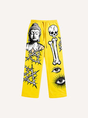 Buddha is salvation of all things printed fashion trousers
