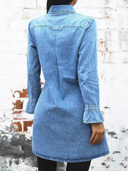 Collared denim elegant casual commuter washed dress