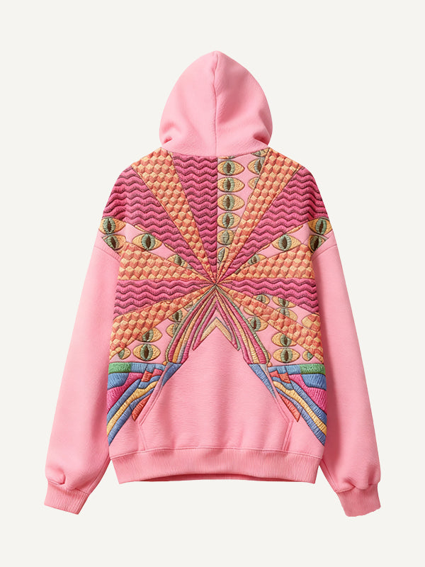 Cosmic Devouring Cat and Its Fish Print Textured Sweatshirt