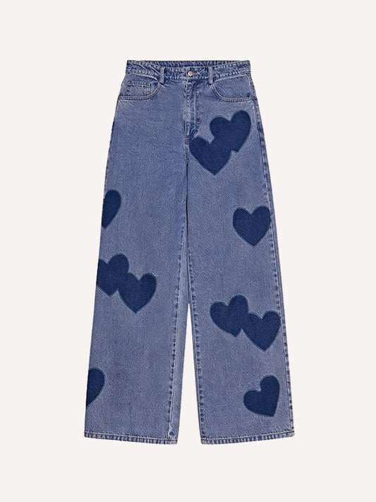 Fashion Love Color Block Denim Fabric Waist Slim Jeans