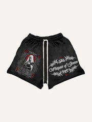 Hand-painted dark witch textured shorts