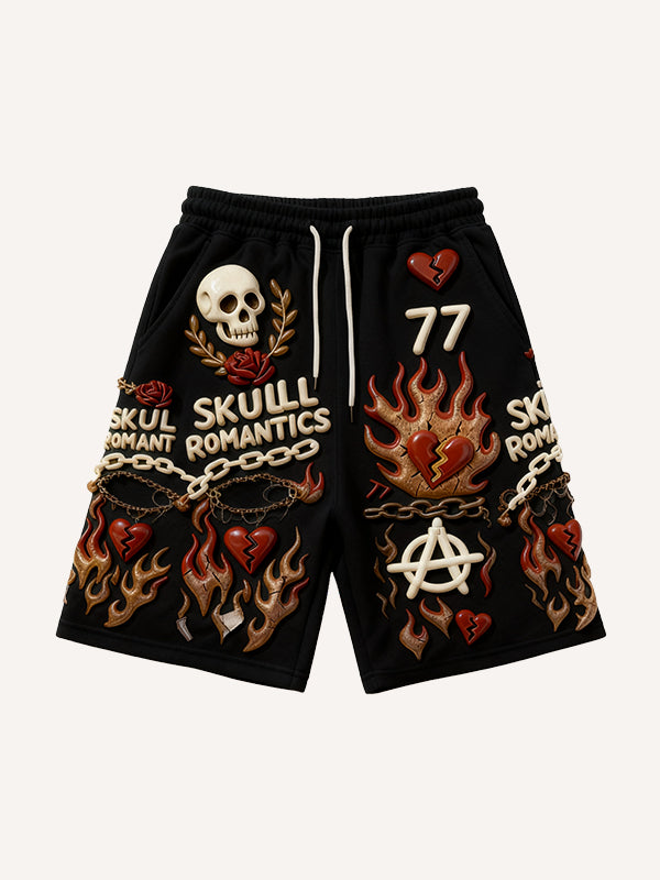 Trendy multi-color hooded shorts with foam print effect