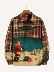 Santa Claus layered shirts knowing where the holiday gifts come from