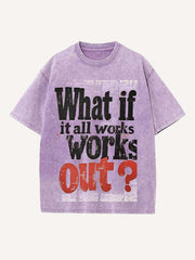 Distressed Washed Letter Print Round Neck T-shirt