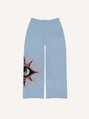 Eye Star Letter Print Elastic Waist Pants