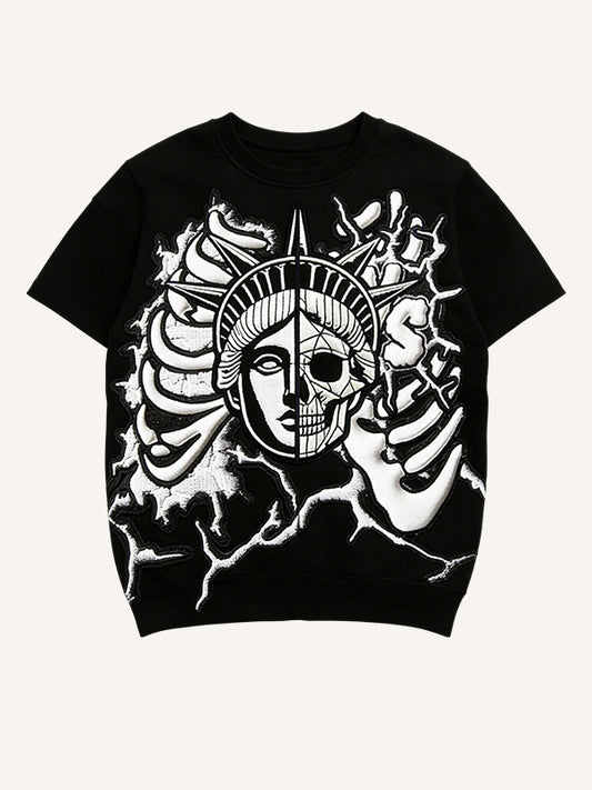 Another side of the Statue of Liberty printed short-sleeved shirt