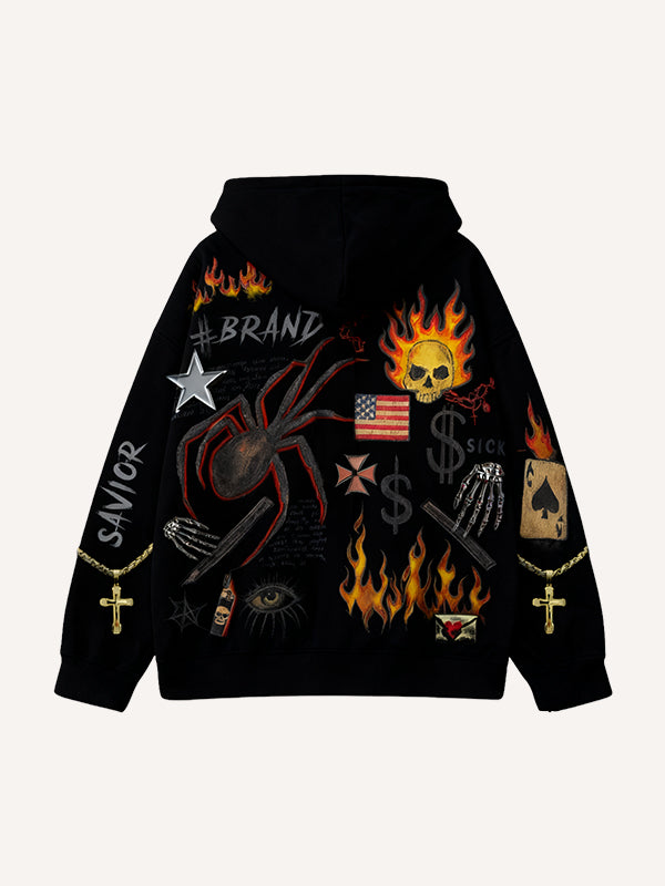 Broken Five Poisons Blessing Mysterious Powers of the East and West Printed Sweatshirt