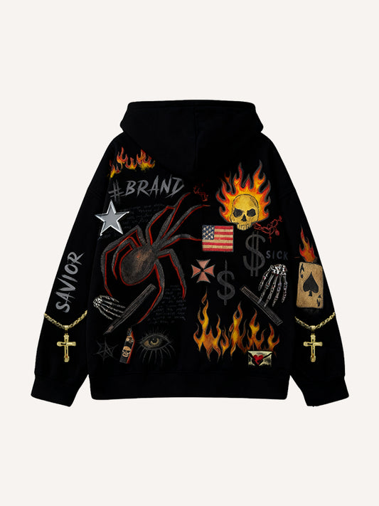 Broken Five Poisons Blessing Mysterious Powers of the East and West Printed Sweatshirt