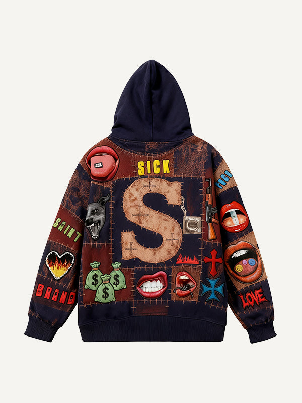 Dangerous Red Lips Comfortable Hooded Sweatshirt