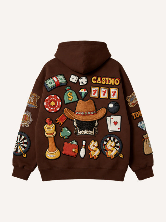 Lucky Cowboy is Great Hand-Drawn Printed Sweatshirt