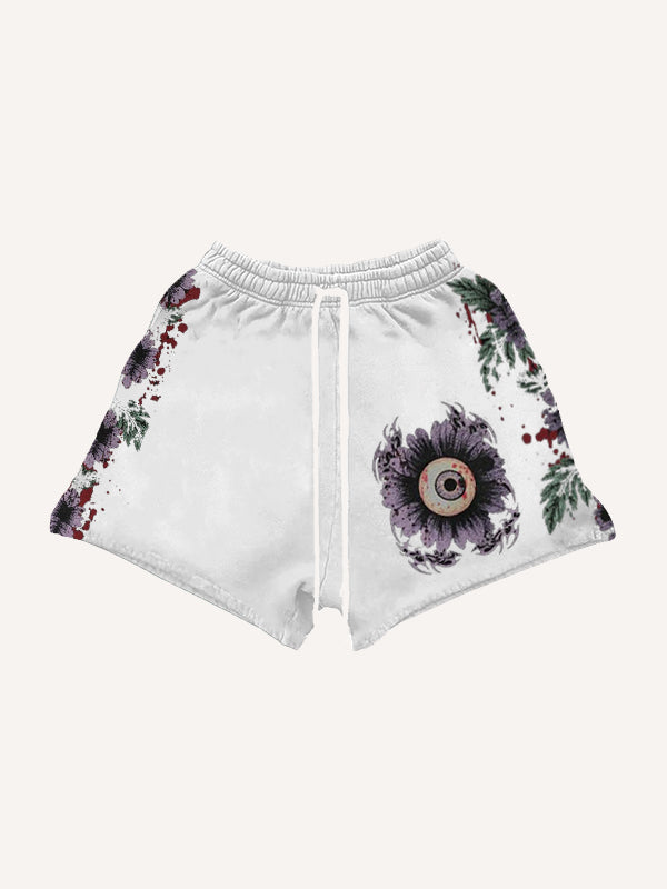 Eye of Hell hand-painted art illustration shorts
