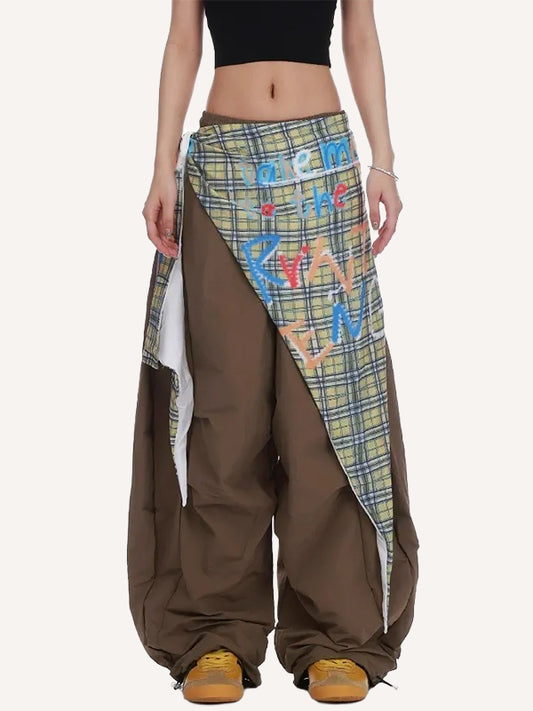 Hip-hop distressed patchwork street trousers