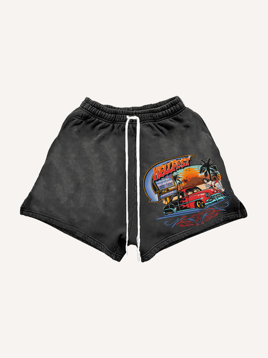 Beautiful girls motorcycle handsome tattoo shorts