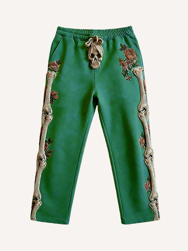 Knitted Heart Skeleton Printed Pants