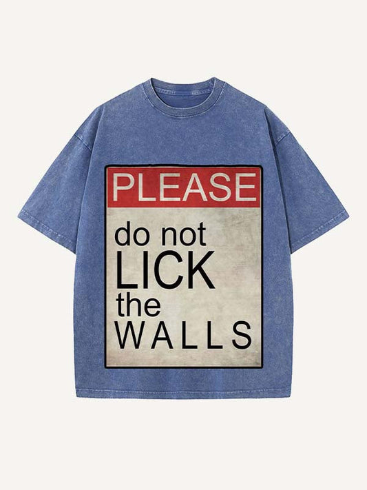 Distressed Washed Letter Print Round Neck T-shirt