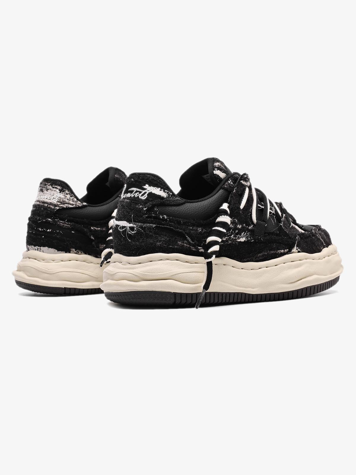 Retro Washed Denim Low Top Platform Sneakers