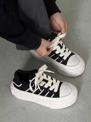 Round Toe Stripe Detail Platform Sneakers