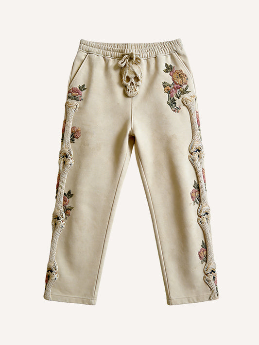 Knitted Heart Skeleton Printed Pants