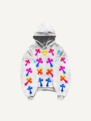 Gradient Shiny Crew Neck Knitted Print Sweatshirt