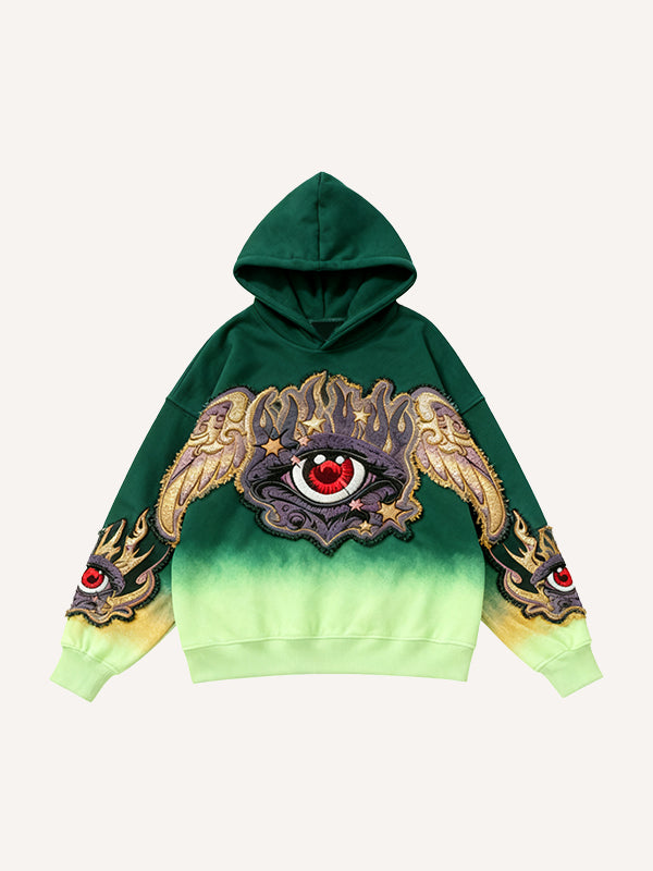 Colorblock All-Seeing Eye and Free Eye Angel Guardian Embroidery Sweatshirt