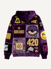 Fashionable Christmas and four-season sweatshirt with multi-pattern patchwork prints
