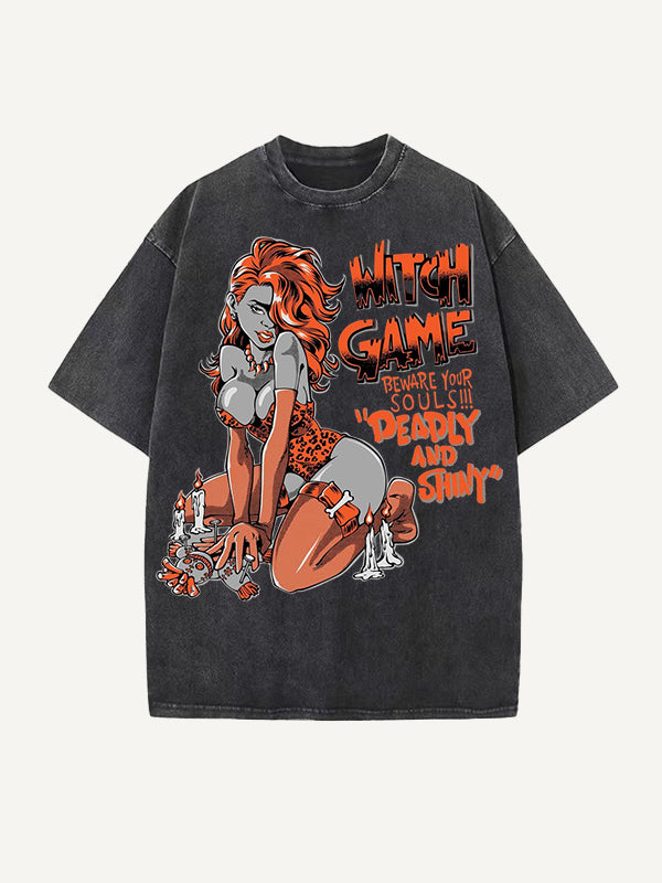 Sexy Black Widow-themed pure cotton printed short-sleeved t-shirt designed to captivate you