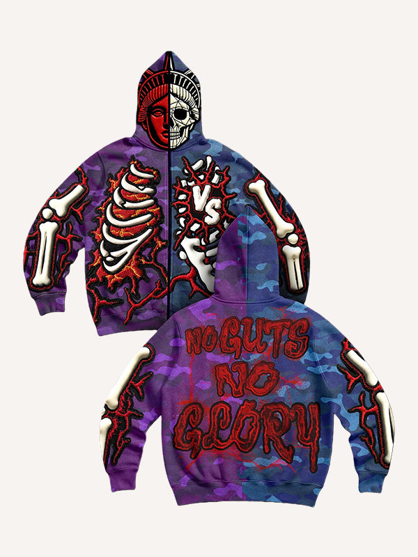 Two-tone skull cool goddess high-definition printed sweatshirt