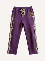 Knitted Heart Skeleton Printed Pants