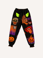 Handsome distressed multi-color Halloween and Christmas all-match trousers