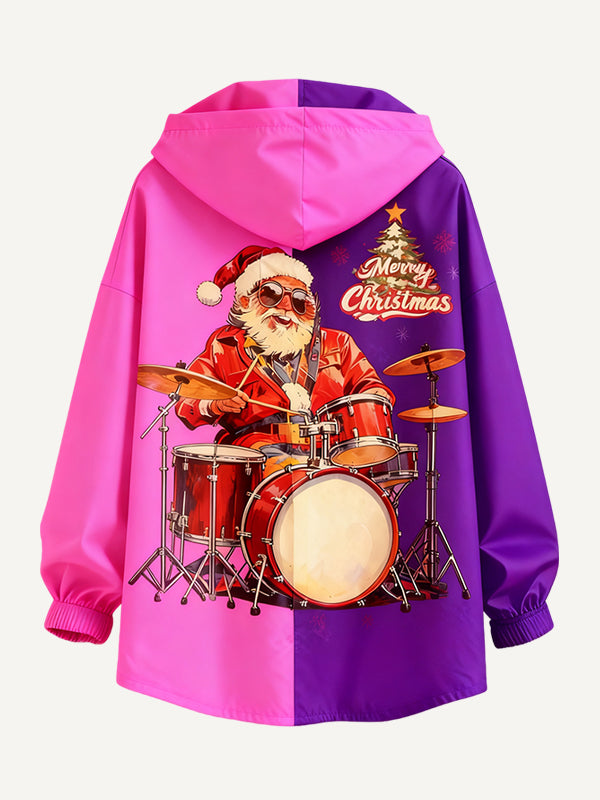 Crazy Rock Disco Santa Claus Helps You Wear a Hoodie