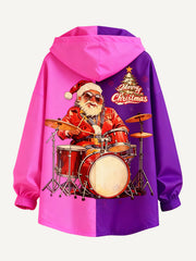 Crazy Rock Disco Santa Claus Helps You Wear a Hoodie
