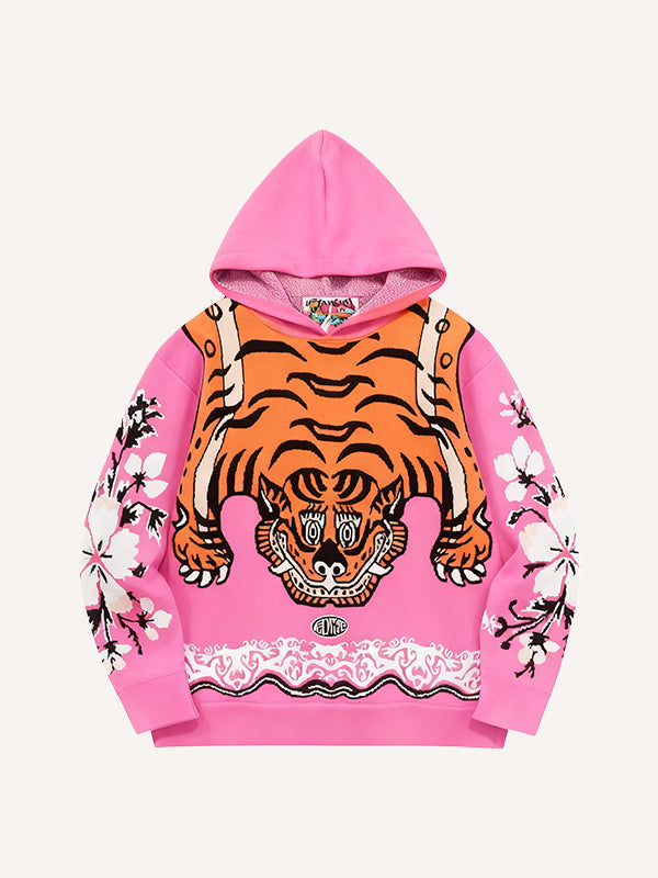 Artistic illustration jacquard print sweatshirt for all seasons