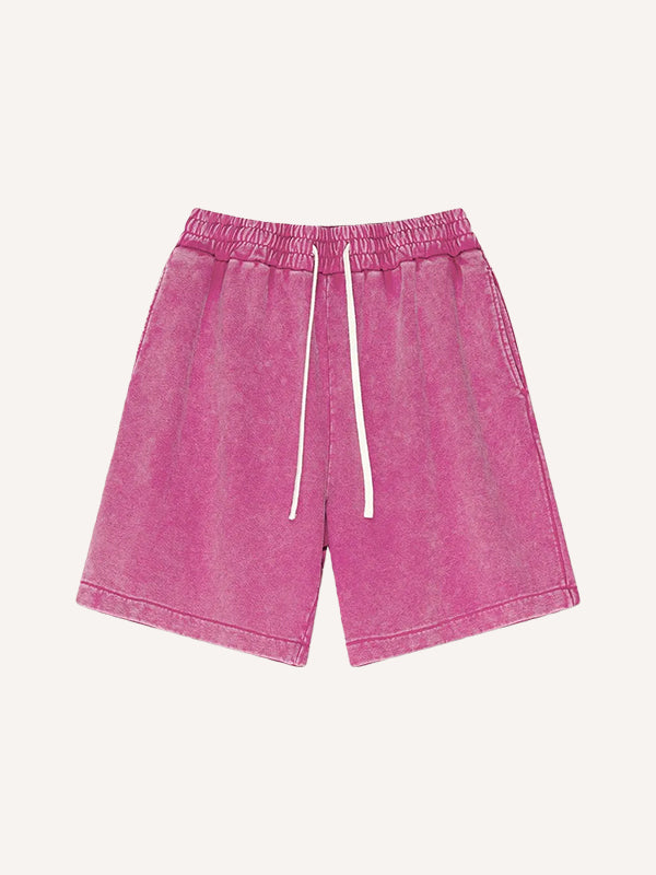 100% pure cotton washed and thickened crew neck multi-color textured shorts