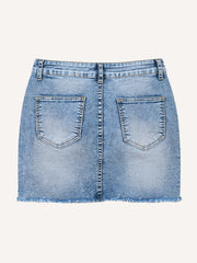 Washed Whisker Hip-Hugging Slim Fit Denim Skirt